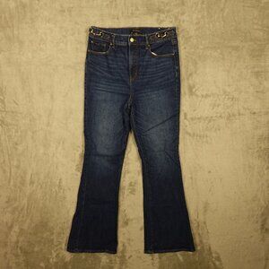 Ann Taylor Jeans High Rise Flare Women's 8‎ Blue Denim Stretch Gold Link Accents